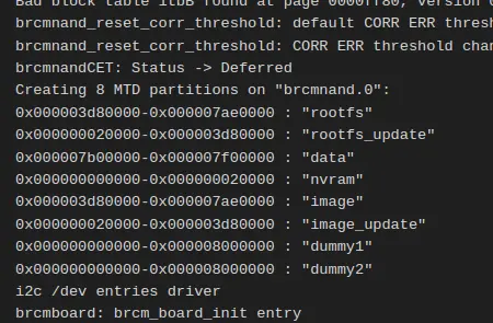 MTD Partitions Boot Output