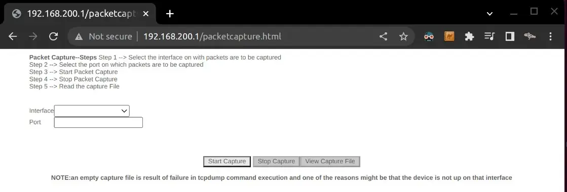 Packet Capture Interface