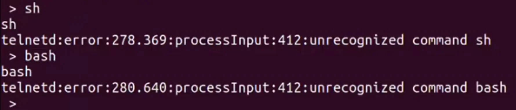 Telnet Shell Command Errors