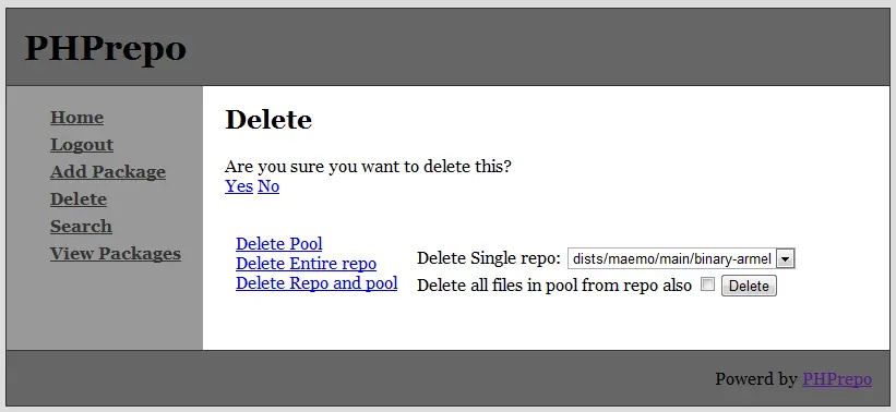 PHPRepo Delete file from repo