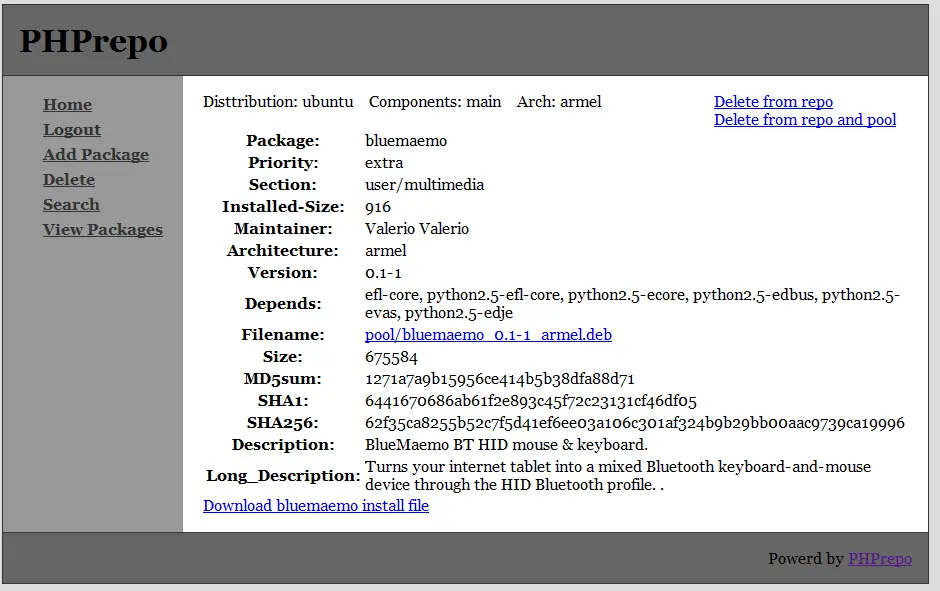 PHPRepo package view