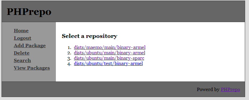 PHPrepo repository list