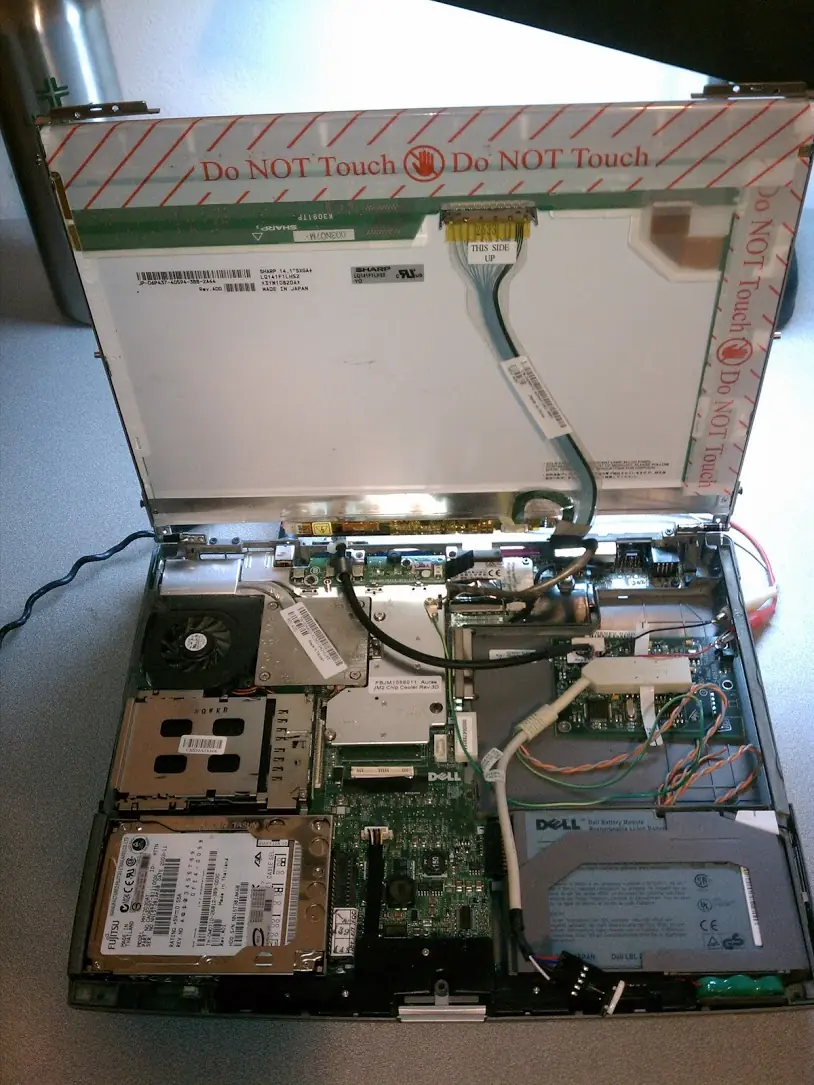 Inside of touch panel laptop