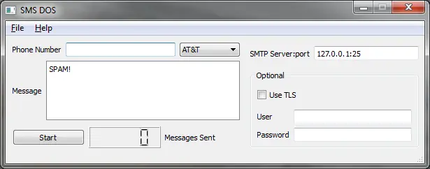 SMS DOS Screenshot