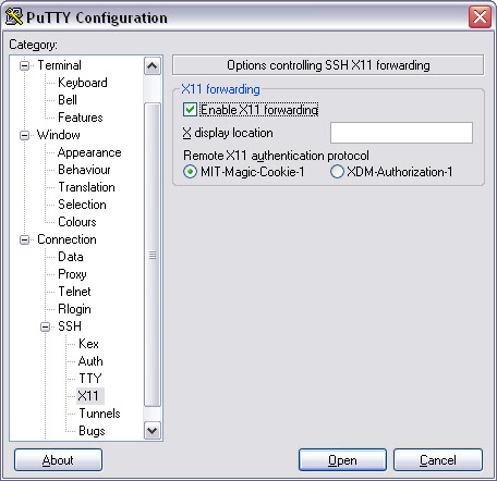 Putty with x11 forwarding